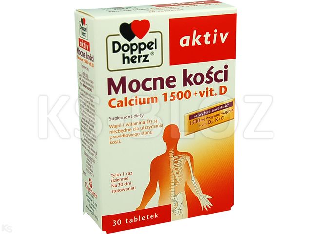 Doppelherz Aktiv Mocne Kości Calcium 1500+Vit.d3 interakcje ulotka tabletki  30 tabl.