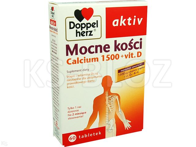 Doppelherz Aktiv Mocne Kości Calcium 1500+Vit.d3 interakcje ulotka tabletki  60 tabl.