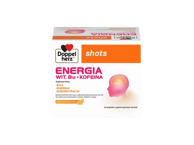 Doppelherz Shots energia interakcje ulotka płyn doustny  20 amp. po 25 ml