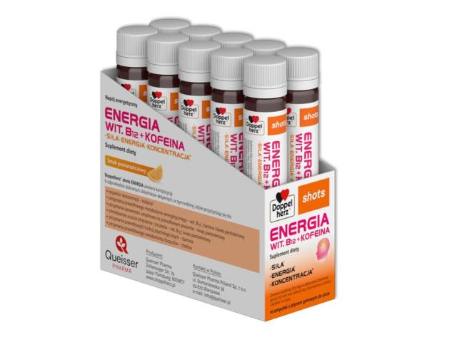 Doppelherz Shots Energia Wit. B12 + Kofeina interakcje ulotka płyn doustny - 10 amp. po 25 ml