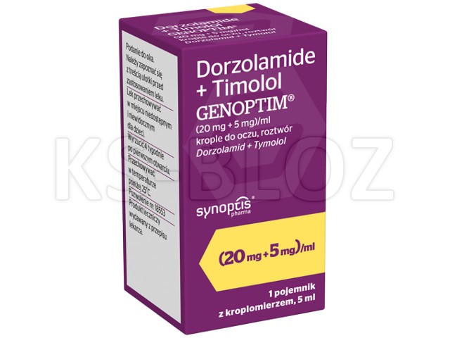 Dorzolamide + Timolol Genoptim interakcje ulotka krople do oczu, roztwór (20mg+5mg)/ml 1 but. po 5 ml
