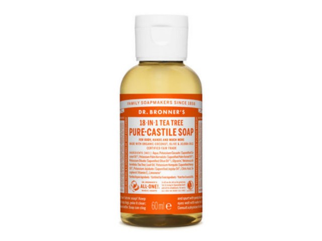 Dr. Bronner's Mydło w płynie 18w1 drzewo herbaciane interakcje ulotka mydło płynne - 60 ml