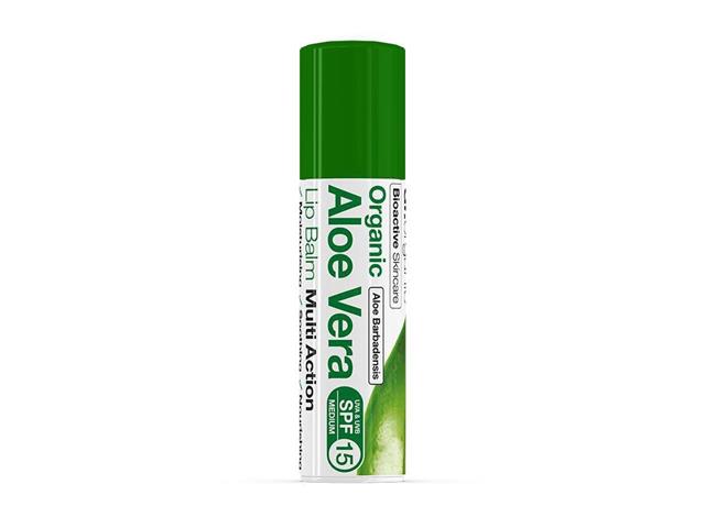 Dr. Organic Aloe Vera Lip Balm Balsam do ust ochronny z organicznym aloesem SPF 15 interakcje ulotka   5 ml