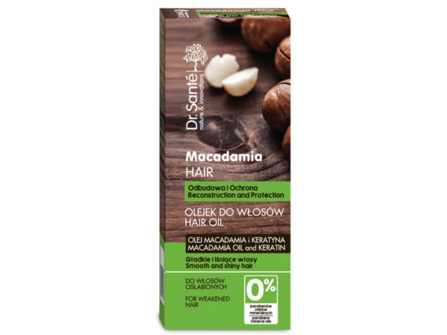 Dr Sante Macadamia Hair Olejek do włosów odbudowujący, ochronny z olejem macadamia, keratyną interakcje ulotka   50 ml