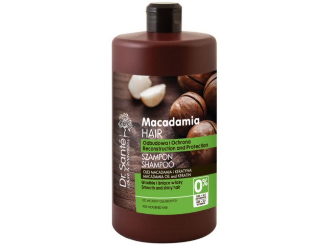 Dr Sante Macadamia Hair Szampon do mycia włosów odbudowa i ochrona z olejem macadamia, keratyną interakcje ulotka   1 l