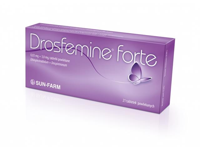 Drosfemine Forte interakcje ulotka tabletki powlekane 30mcg+3mg 21 tabl.