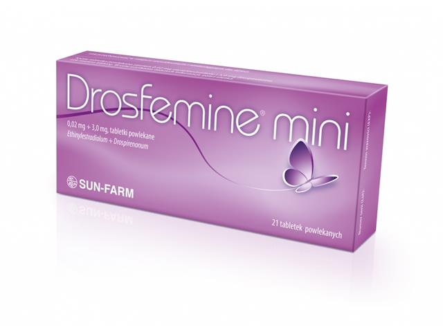 Drosfemine Mini interakcje ulotka tabletki powlekane 20mcg+3mg 21 tabl.