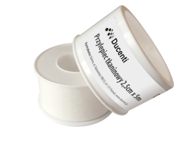 Ducenti Przylepiec tkaninowy 2,5 cm x 5 m interakcje ulotka plaster - 1 szt.