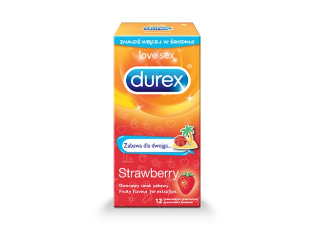 Durex Emoji Prezerwatywy strawberry interakcje ulotka prezerwatywa - 12 szt.