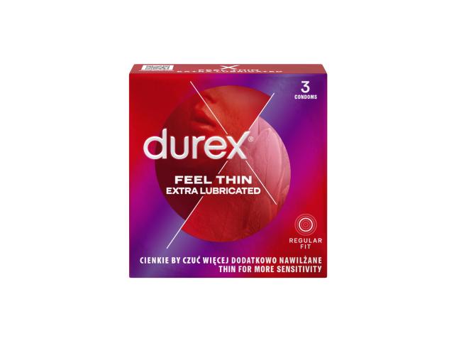 Durex Feel Thin Extra Lubricated Prezerwatywy interakcje ulotka prezerwatywa - 3 szt.