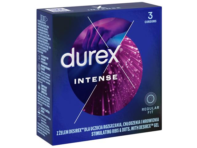 Durex Intense Prezerwatywy interakcje ulotka prezerwatywa  3 szt.