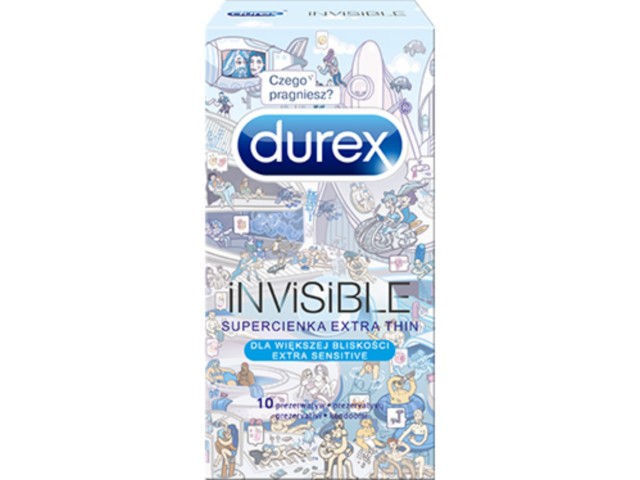 Durex Invisible Prezerwatywy supercienkie interakcje ulotka prezerwatywa  10 szt.