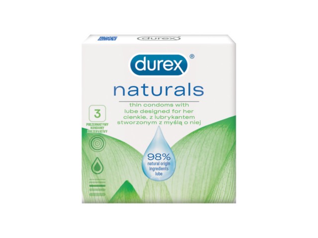 Durex Naturals Prezerwatywy interakcje ulotka prezerwatywa  3 szt.