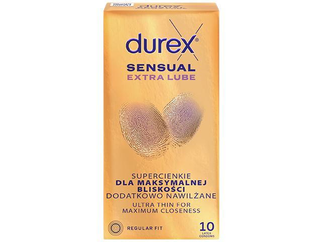 Durex Sensual Extra Lube Prezerwatywy dodatkowo nawilżane supercienkie interakcje ulotka prezerwatywa  10 szt.