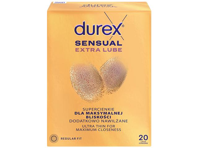 Durex Sensual Extra Lube Prezerwatywy dodatkowo nawilżane supercienkie interakcje ulotka prezerwatywa  20 szt.