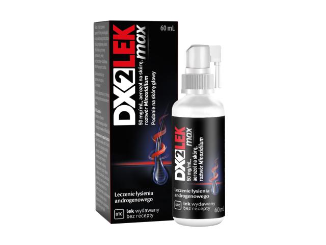 DX2lek Max interakcje ulotka aerozol na skórę, roztwór 50 mg/ml 60 ml (but.)