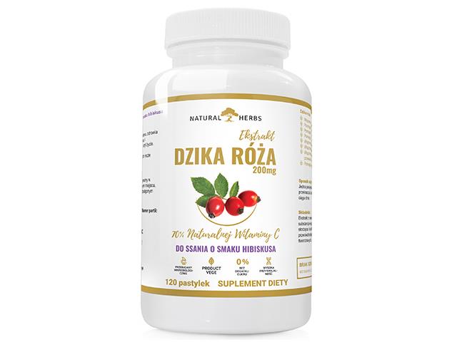 Dzika róża ekstrakt 200 mg do ssania o smaku hibiskusa interakcje ulotka pastylki do ssania  120 pastyl.