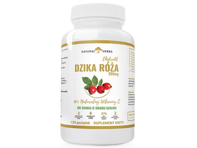 Dzika róża ekstrakt 200 mg do ssania o smaku szałwii interakcje ulotka pastylki do ssania - 120 pastyl.