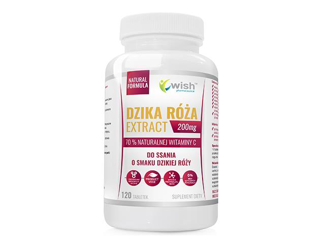 Dzika Róża Extract 200 mg 70% Naturalnej Witaminy C do ssania o smaku dzikiej róży interakcje ulotka tabletki do ssania  120 tabl.