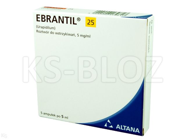 Ebrantil 25 interakcje ulotka roztwór do wstrzykiwań 5 mg/ml 5 amp. po 5 ml