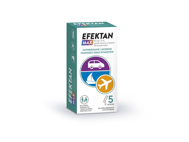 Efektan Max interakcje ulotka roztwór doustny 50 mg/5ml 5 sasz.