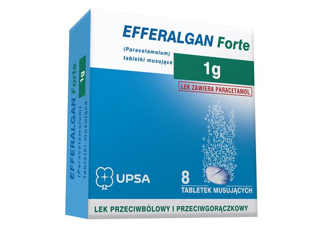 Efferalgan Forte interakcje ulotka tabletki musujące 1 g 8 tabl. | folia