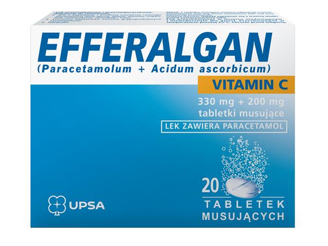 Efferalgan Vitamin C interakcje ulotka tabletki musujące 330mg+200mg 20 tabl.