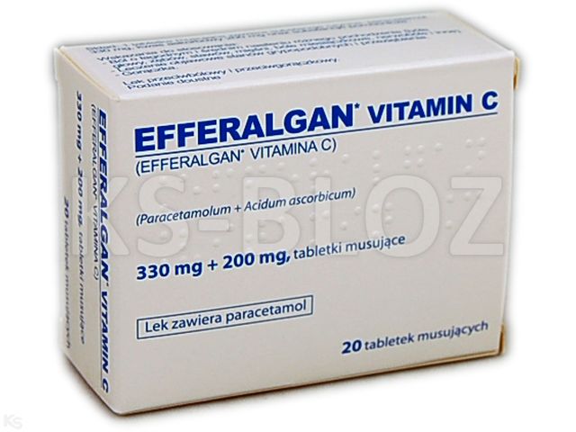 Efferalgan Vitamin C interakcje ulotka tabletki musujące 330mg+200mg 20 tabl.