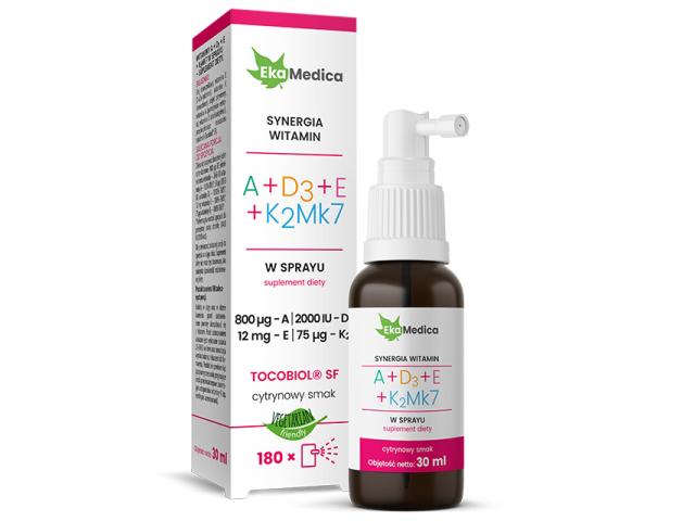 EkaMedica Witaminy A + D3 + E + K2MK7 interakcje ulotka spray  30 ml