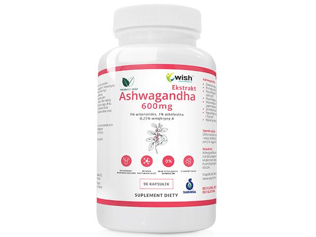 Ekstrakt Ashwagandha 600mg interakcje ulotka kapsułki - 90 kaps.