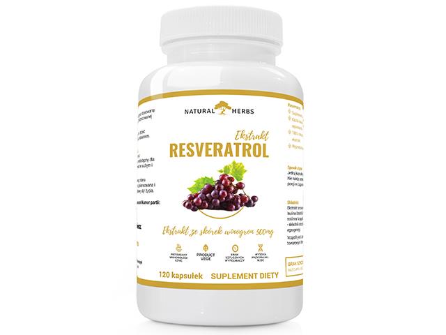 Ekstrakt Resveratrol Ekstrakt ze skórek winogron 500mg interakcje ulotka kapsułki  120 kaps.