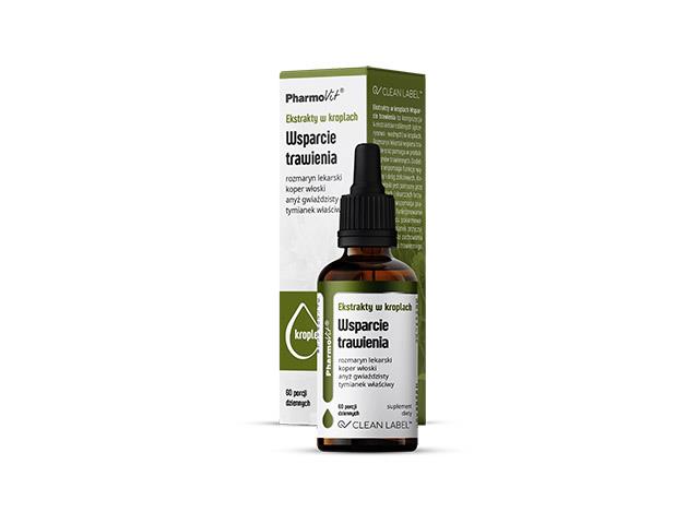 Ekstrakty w kroplach Wsparcie trawienia Clean Label Pharmovit interakcje ulotka krople  30 ml