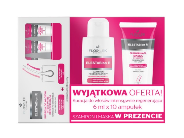 ELESTABion R Terapia d/wł.intens.regener. Szampon + Maska + Kuracja d/włos. interakcje ulotka zestaw - 150 ml (+ 200 ml + 10x6 ml)