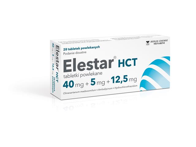 Elestar HCT interakcje ulotka tabletki powlekane 40mg+5mg+12,5mg 28 tabl.