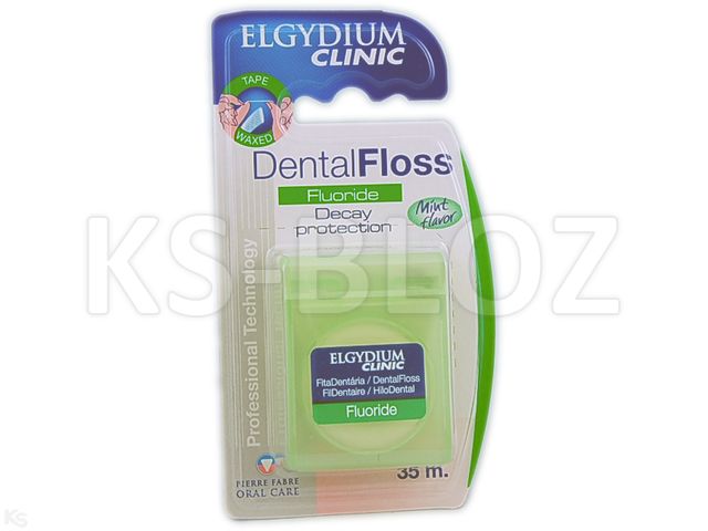Elgydium Dental Flos Nić dentystyczna miętowa z fluorem 35 m interakcje ulotka   1 szt.
