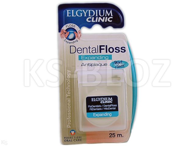 Elgydium Dental Flos Nić dentystyczna pęczniejąca miętowa 25 m interakcje ulotka   1 szt.