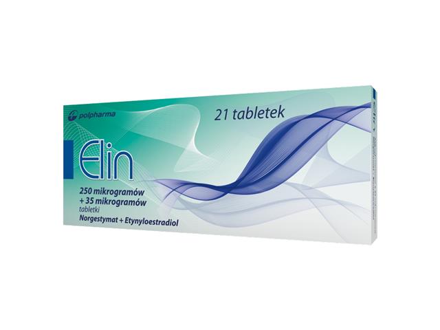 Elin interakcje ulotka tabletki 250mcg+35mcg 21 tabl.