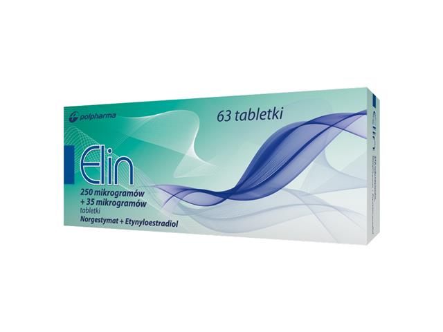 Elin interakcje ulotka tabletki 250mcg+35mcg 63 tabl.