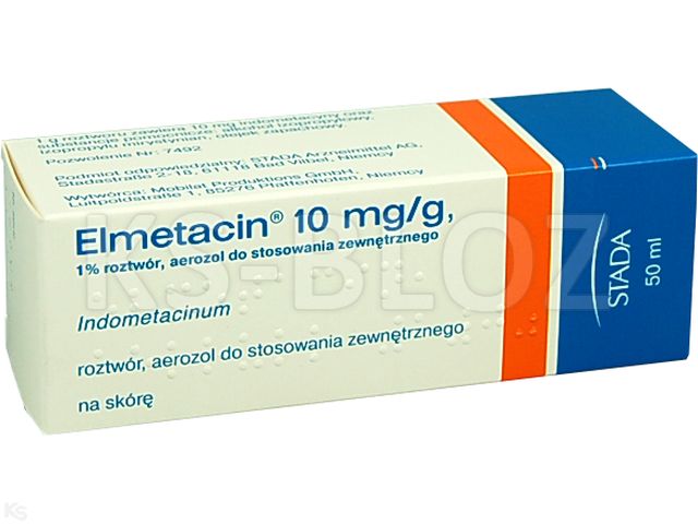 Elmetacin interakcje ulotka aerozol do stosowania zewnętrznego, roztwór 10 mg/g 