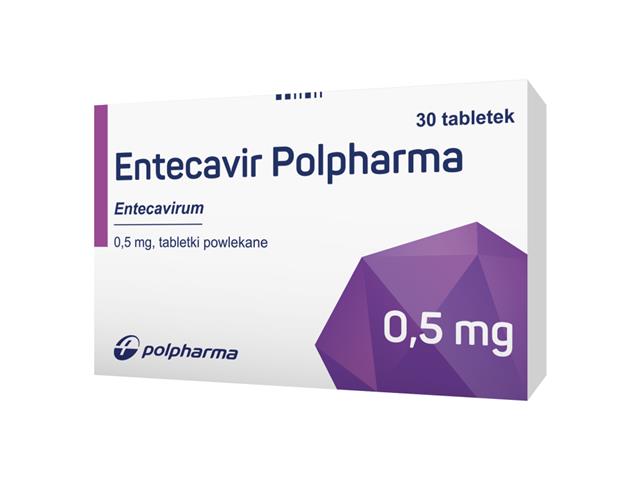 Entecavir Polpharma interakcje ulotka tabletki powlekane 500 mcg 30 tabl.