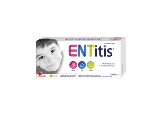 Entitis smak truskawkowy interakcje ulotka pastylki do ssania  14 pastyl.