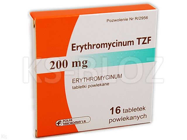 Erythromycinum TZF interakcje ulotka tabletki powlekane 200 mg 