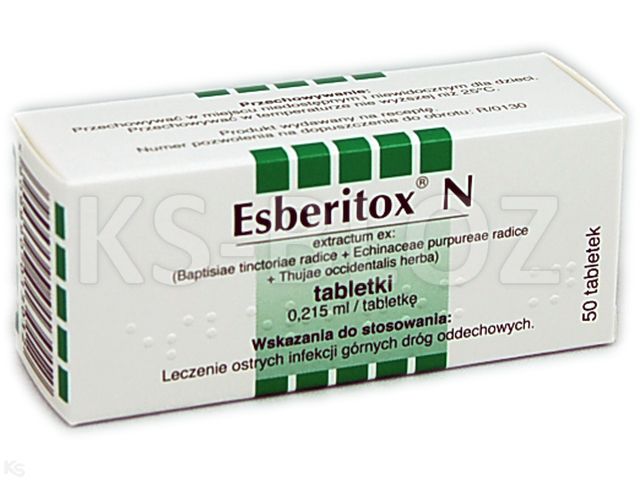 Esberitox N interakcje ulotka tabletki 10mg+7,5mg+2mg 50 tabl.