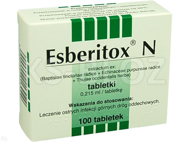 Esberitox N interakcje ulotka tabletki 10mg+7,5mg+2mg 100 tabl.