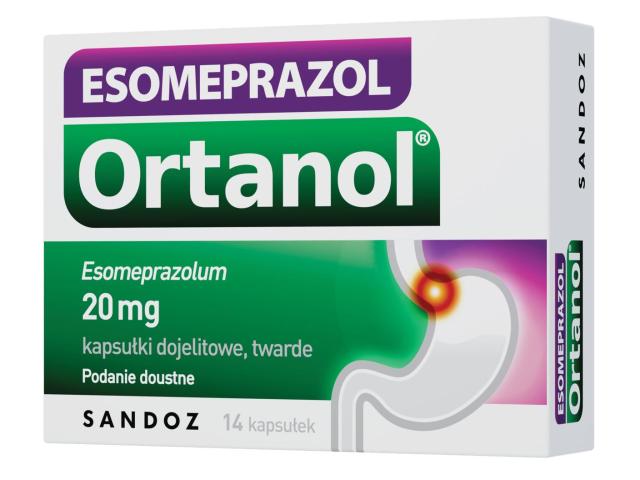 Esomeprazol Ortanol interakcje ulotka kapsułki dojelitowe twarde 20 mg 14 kaps.