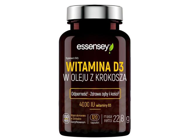 Essensey Witamina D3 w oleju z krokosza interakcje ulotka kapsułki - 120 kaps.