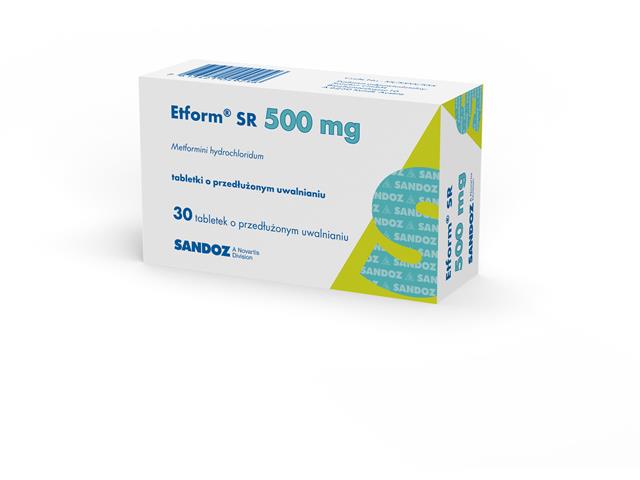 Etform SR interakcje ulotka tabletki o przedłużonym uwalnianiu 500 mg 30 tabl.