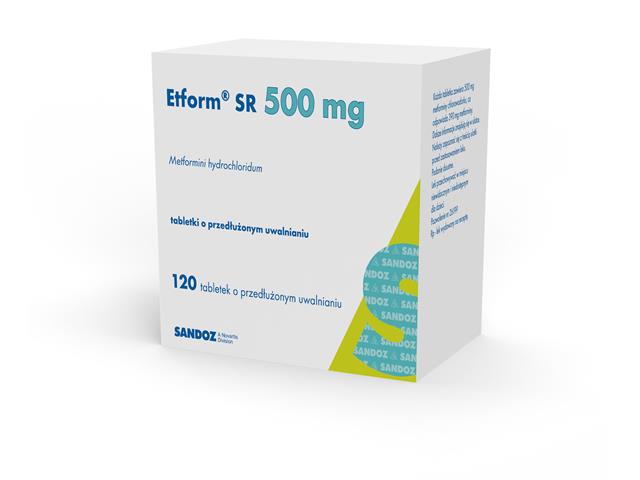Etform SR interakcje ulotka tabletki o przedłużonym uwalnianiu 500 mg 120 tabl.