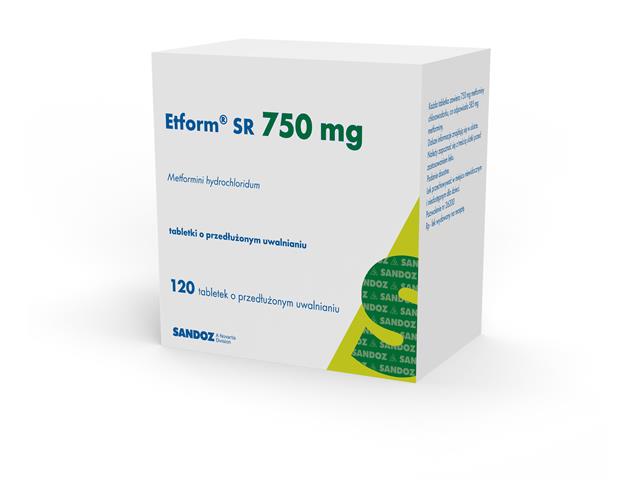 Etform SR interakcje ulotka tabletki o przedłużonym uwalnianiu 750 mg 120 tabl.