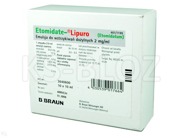 Etomidate-Lipuro interakcje ulotka emulsja do wstrzykiwań 2 mg/ml 10 amp. po 10 ml